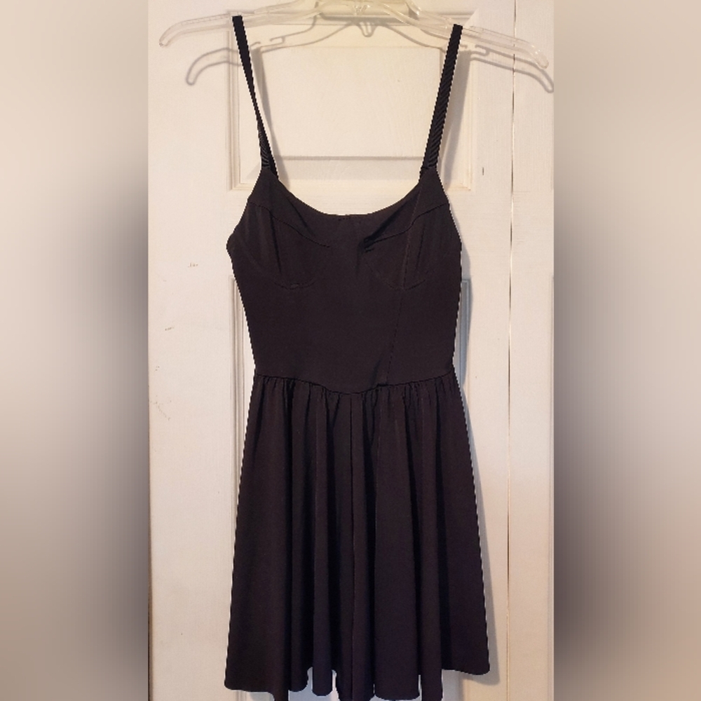 Urban Outfitter Black Bustier Mini Dress Flare Skirt Dirndl Small Whimsigoth LBD